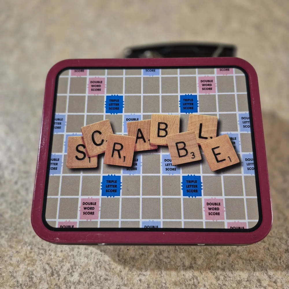 Scrabble Themed Food Storage Tin - Red